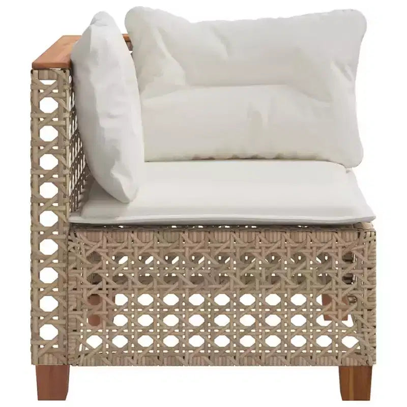 vidaXL Canapé de jardin d'angle avec coussins en rotin synthétique beige