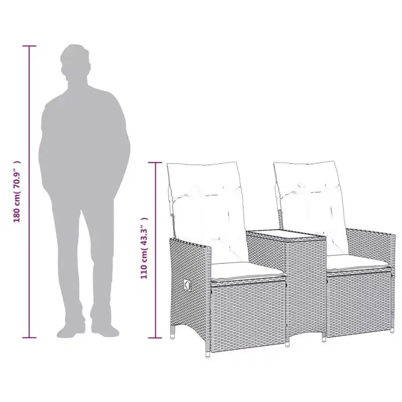 vidaXL Canapé de jardin inclinable marron