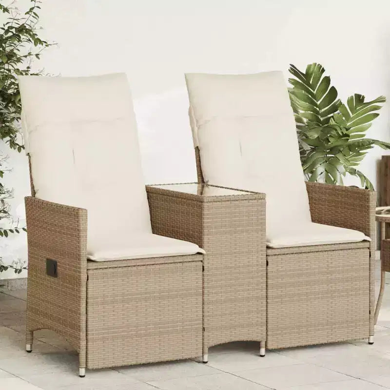 vidaXL Canapé de jardin inclinable 2 places en résine tressée beige