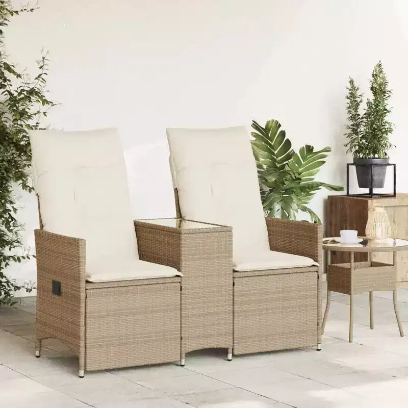 vidaXL Canapé de jardin inclinable 2 places en résine tressée beige