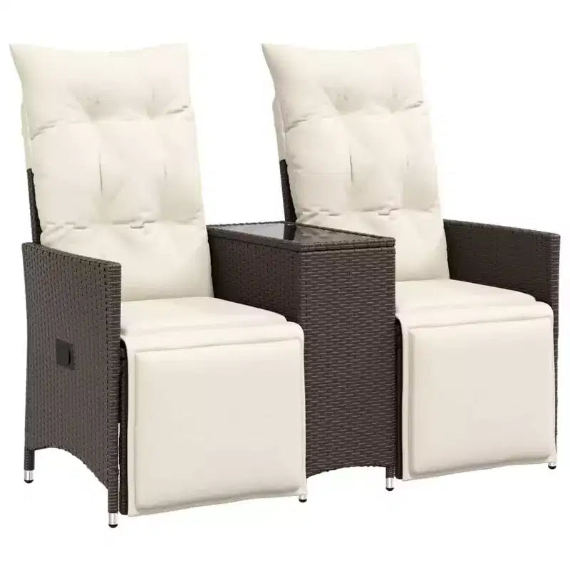 vidaXL Reclining Garden Sofa Brown, Cream White