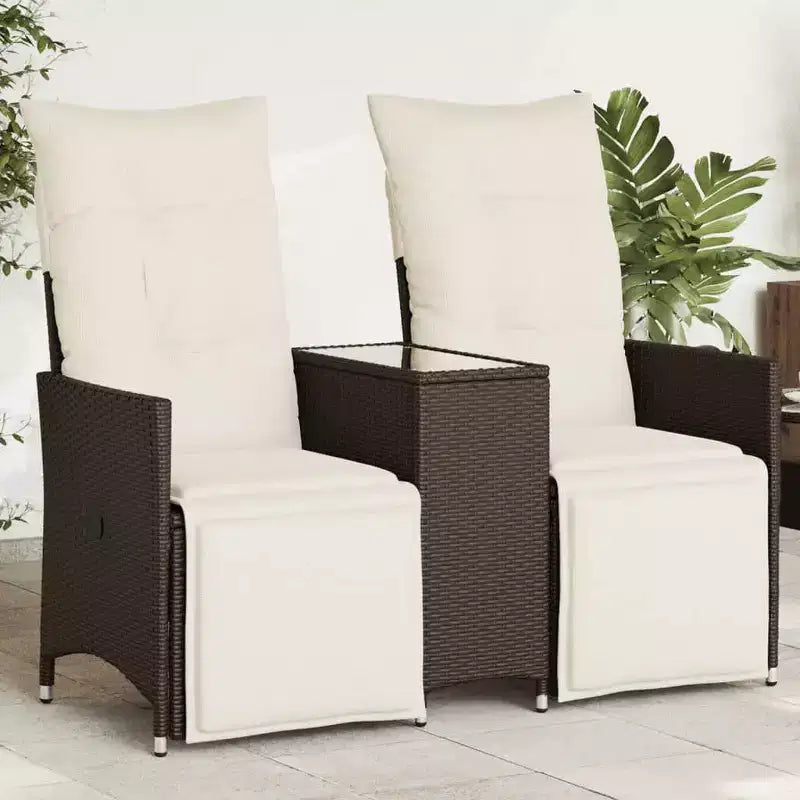 vidaXL Canapé de jardin inclinable Marron, Blanc crème