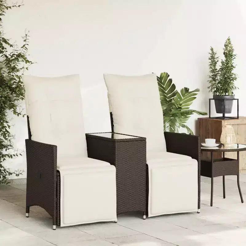 vidaXL Canapé de jardin inclinable Marron, Blanc crème