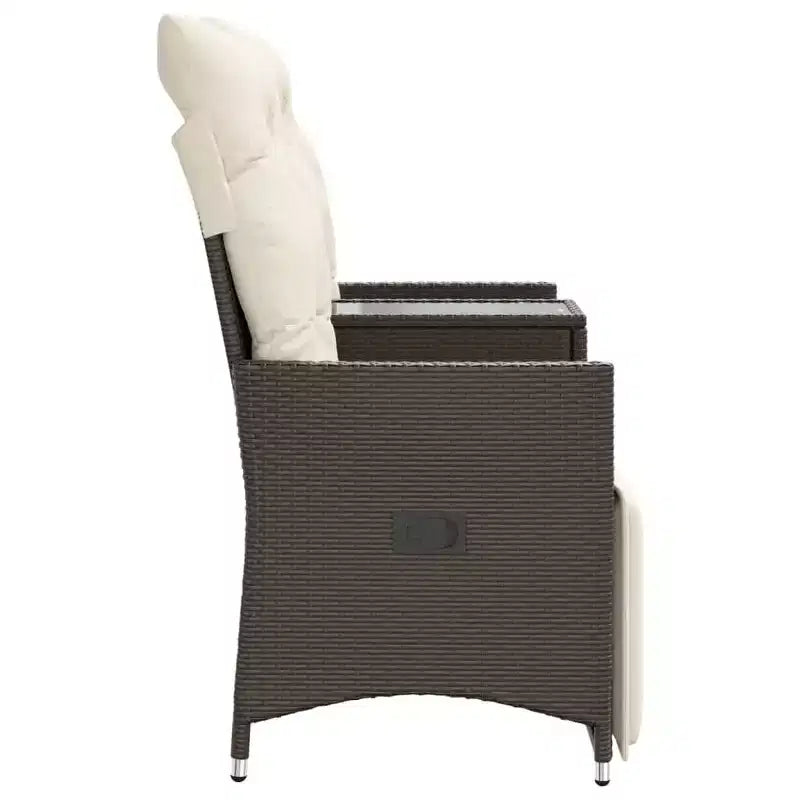 vidaXL Canapé de jardin inclinable Marron, Blanc crème