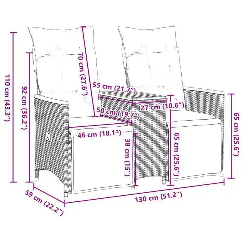 vidaXL Canapé de jardin inclinable gris