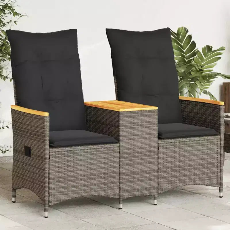 vidaXL Canapé de jardin inclinable gris en résine tressée Convient pour les canapés 2 places