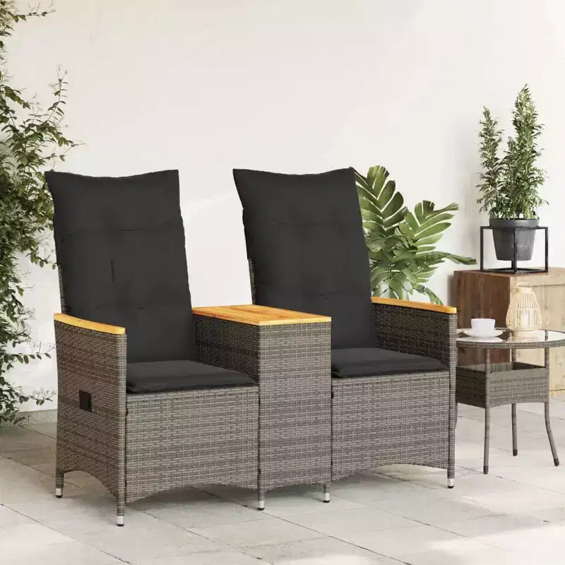 vidaXL Canapé de jardin inclinable gris en résine tressée Convient pour les canapés 2 places