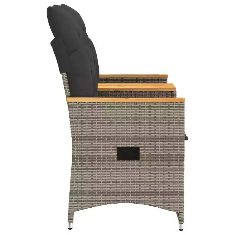 vidaXL Canapé de jardin inclinable gris en résine tressée Convient pour les canapés 2 places