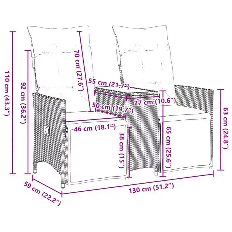 vidaXL Canapé de jardin inclinable Beige