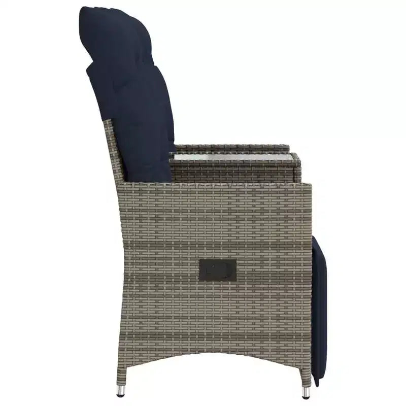 vidaXL Canapé inclinable de jardin 2 places avec table en résine tressée gris