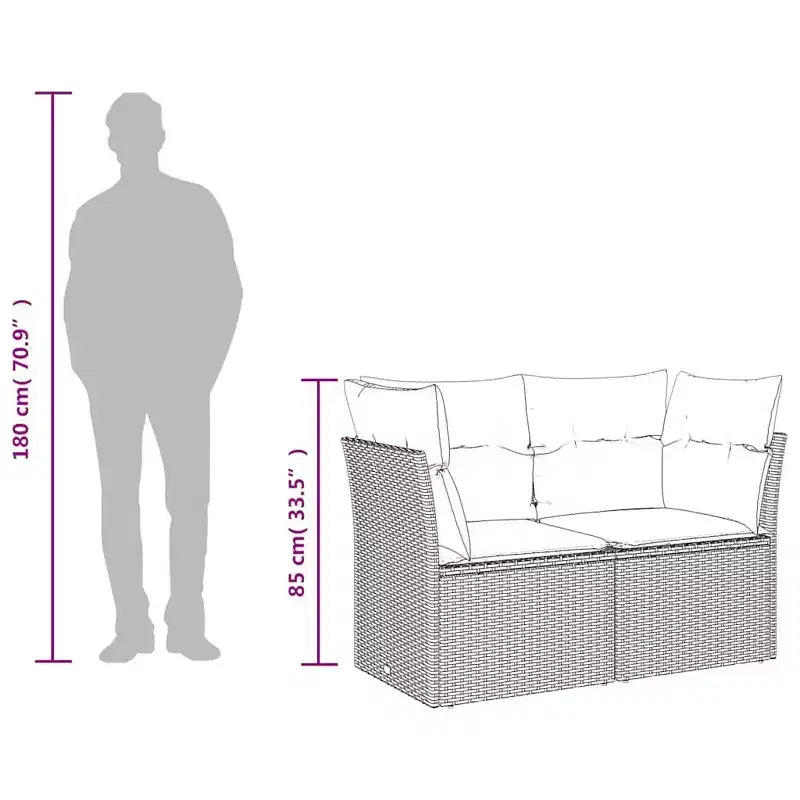 vidaXL Canapé de Jardin Noir, Blanc Crème