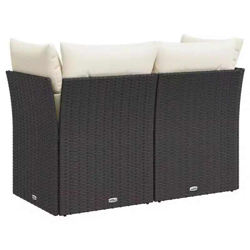 vidaXL Canapé de Jardin Noir, Blanc Crème