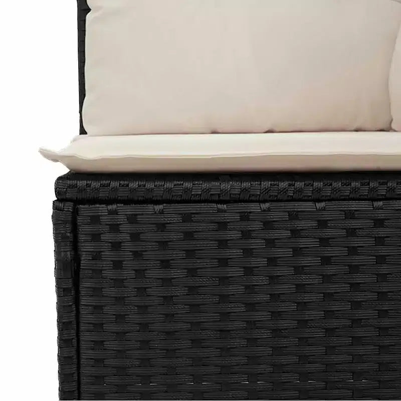 vidaXL Canapé de Jardin Noir, Blanc Crème