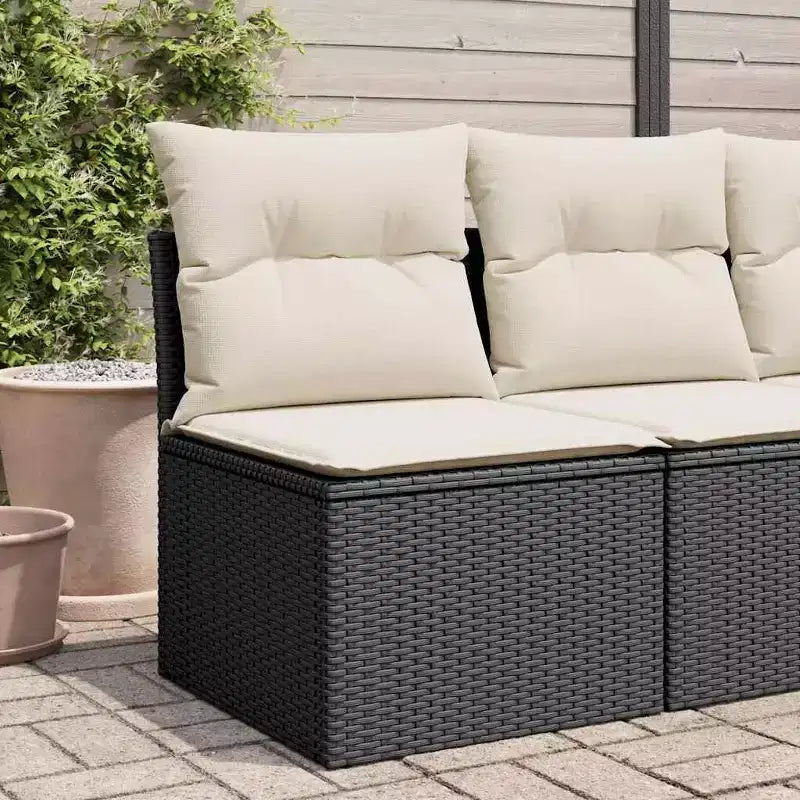 vidaXL Canapé de jardin noir en rotin PE Petits matériaux résistants aux UV