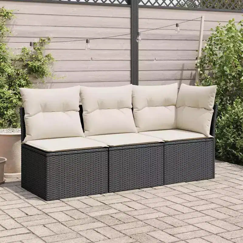 vidaXL Canapé de jardin noir en rotin PE Petits matériaux résistants aux UV