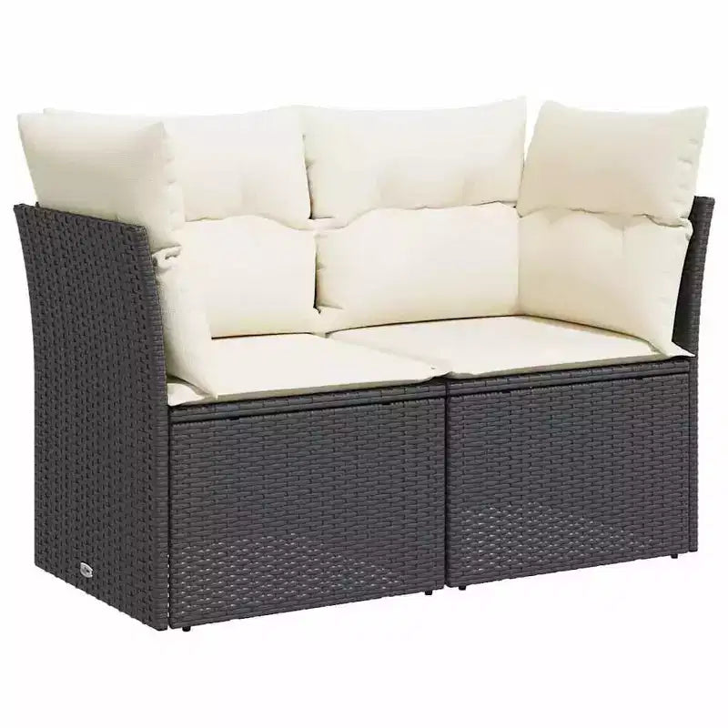 vidaXL Garden Sofa Black PE Rattan 2-seater Removable Covers