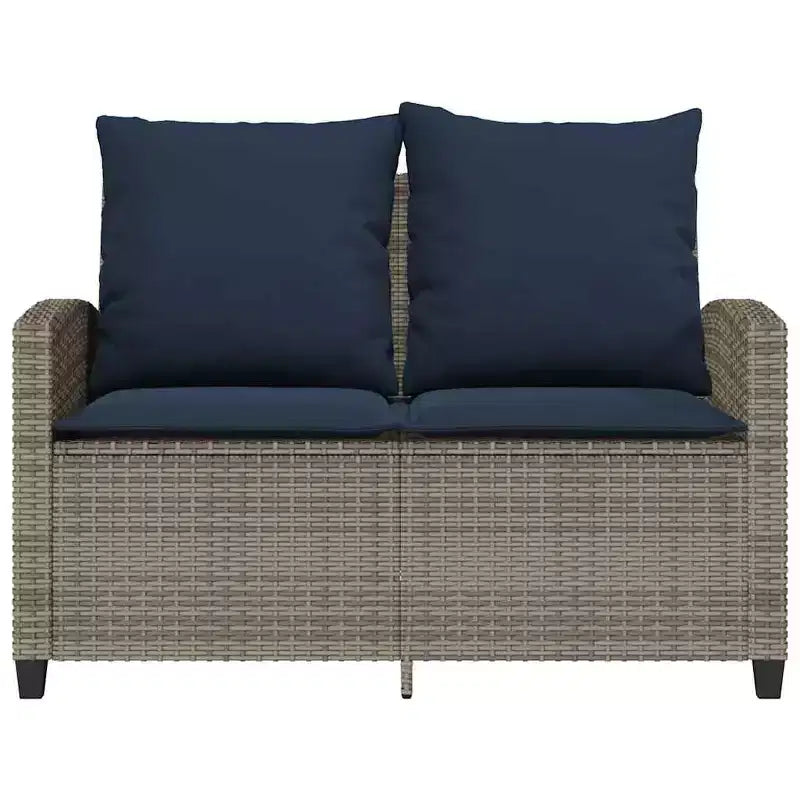 vidaXL Canapé de jardin gris Résine tressée, acier revêtu par poudre, verre trempé