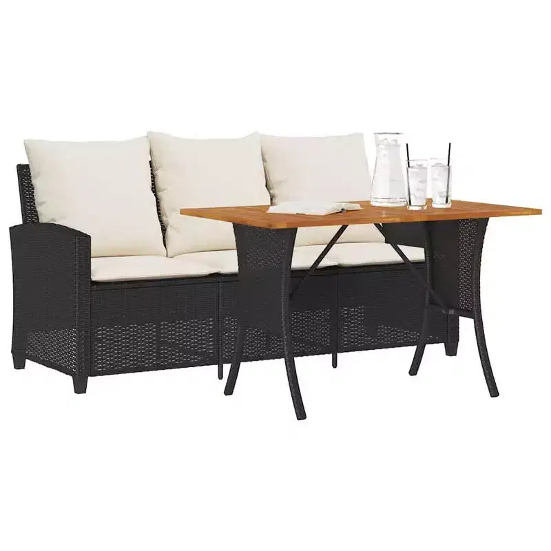 vidaXL Canapé de jardin noir et blanc cassé