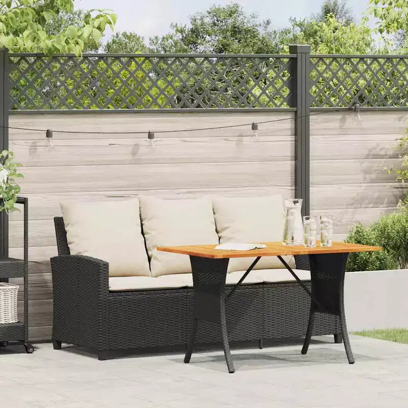 vidaXL Canapé de jardin noir et blanc cassé