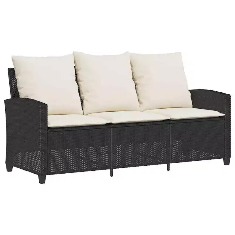 vidaXL Canapé de jardin noir et blanc cassé