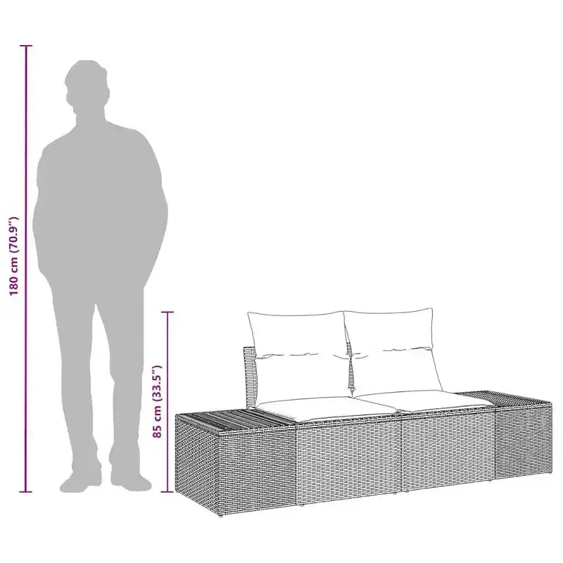 vidaXL Canapé de jardin avec coussin 184 x 62 x 69 cm Résine tressée
