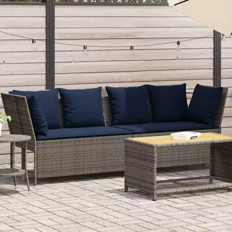 vidaXL Canapé de jardin avec coussins en résine tressée