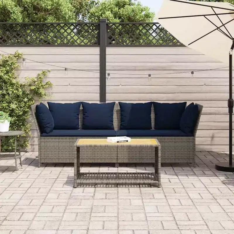 vidaXL Canapé de jardin avec coussins en résine tressée