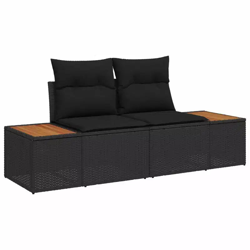 vidaXL Garden Sofa Black 184 x 62 x 85cm poly rattan