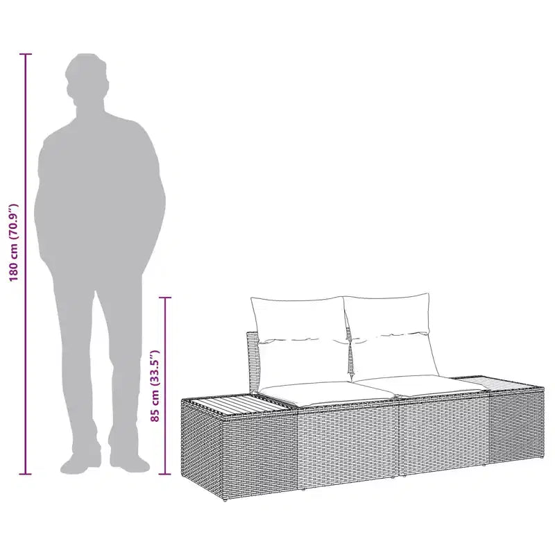 vidaXL Canapé de jardin noir 184 x 62 x 85cm en résine tressée
