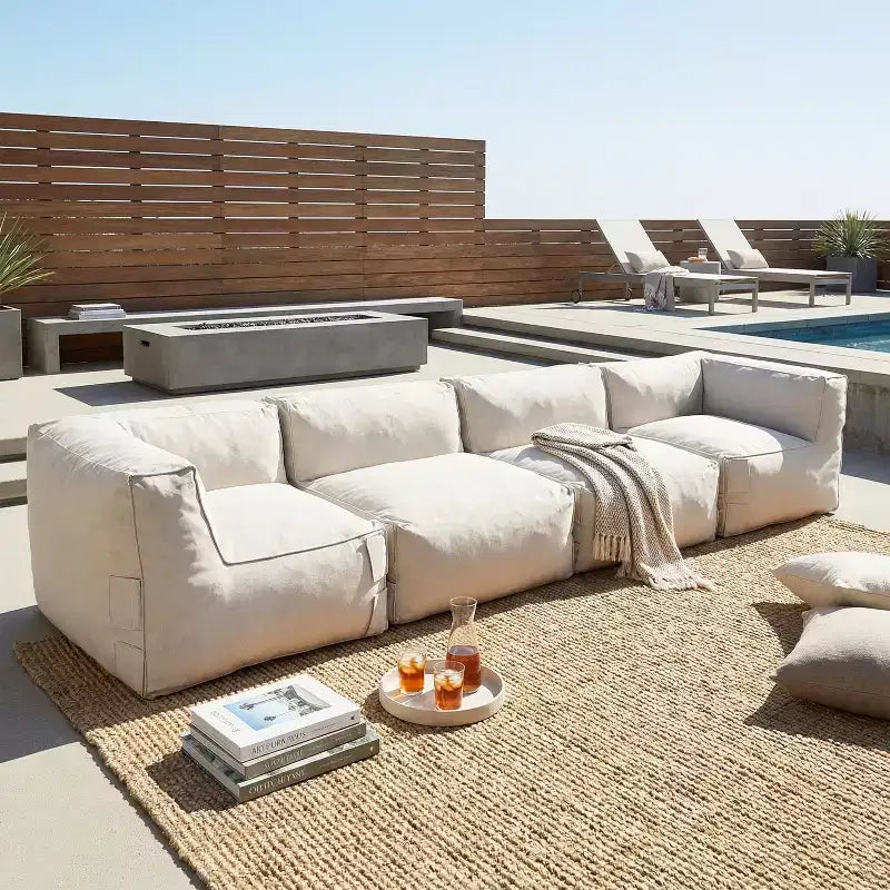 Christopher Knight Home Jocelyn Canapé sectionnel 4 places moderne en oléfine de 152,8 pouces pour terrasse