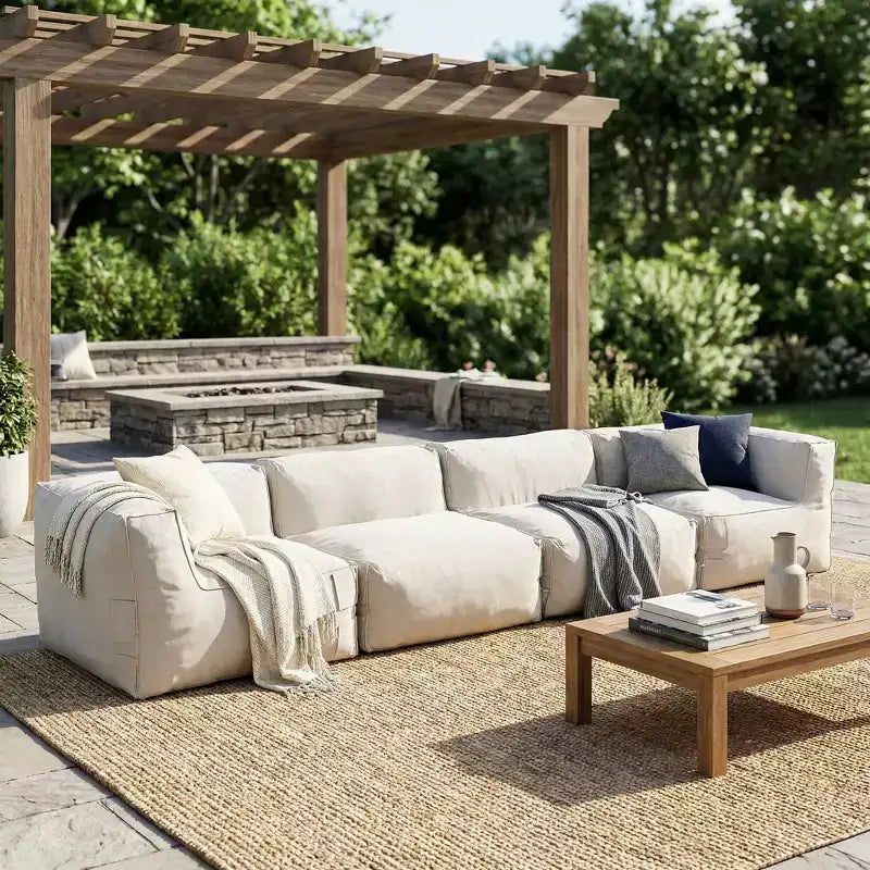 Christopher Knight Home Jocelyn 152.8'' Modern Patio Olefin Bean Bag 4-Seater Sectional Sofa