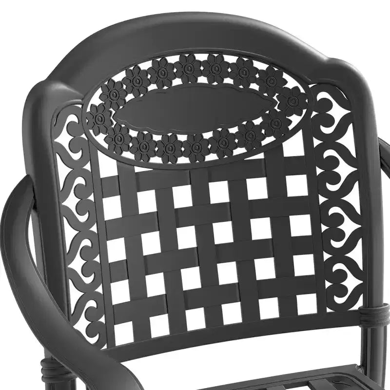 Lot de 2 chaises de salle à manger d'extérieur en fonte d'aluminium, cadre noir résistant à la rouille avec coussins résistants à l'eau