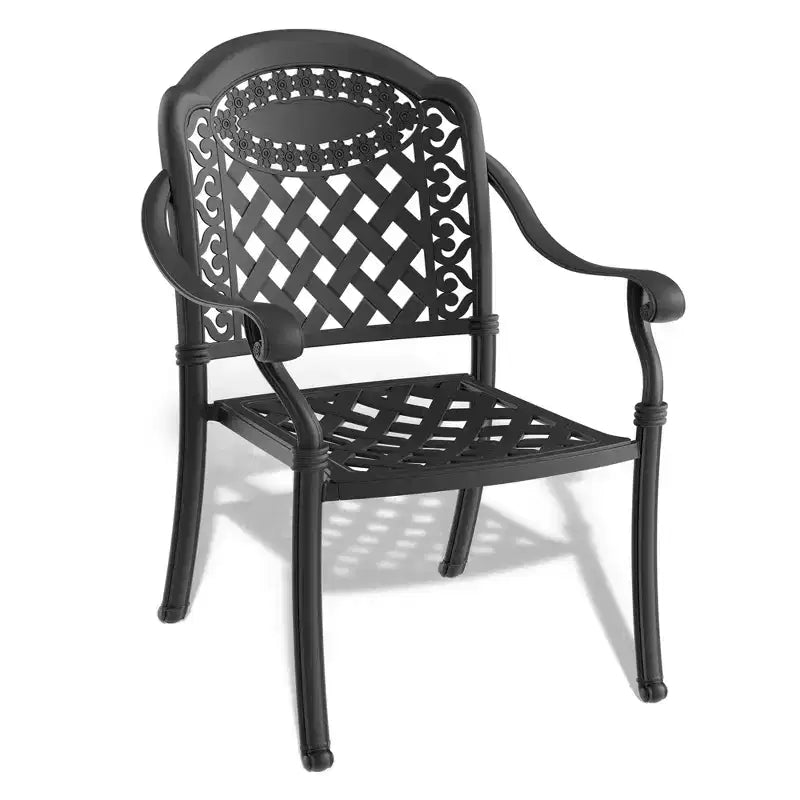 Lot de 2 chaises de salle à manger d'extérieur en fonte d'aluminium, cadre noir résistant à la rouille avec coussins résistants à l'eau
