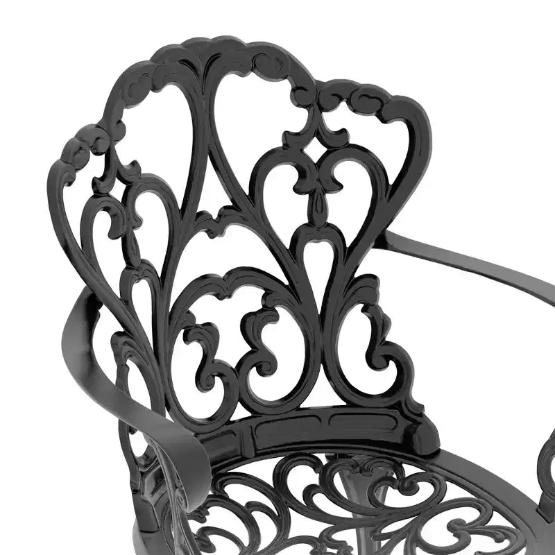 Lot de 2 chaises de salle à manger d'extérieur en fonte d'aluminium, cadre noir résistant à la rouille avec coussins résistants à l'eau