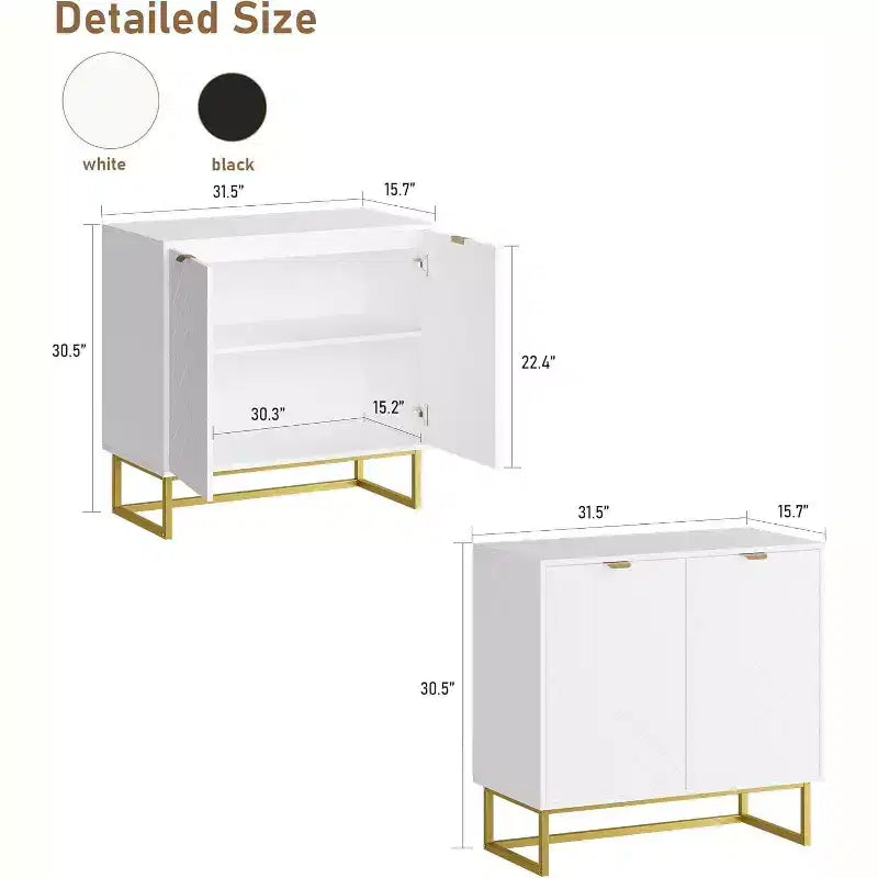 2 Ensembles de Buffets Modernes Armoire de Rangement en Bois avec Portes à Chevrons et Étagères, Console pour Salon/Salle à Manger, Entrée