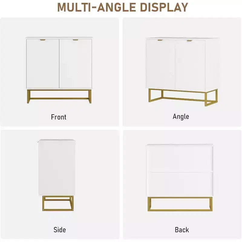 2 Ensembles de Buffets Modernes Armoire de Rangement en Bois avec Portes à Chevrons et Étagères, Console pour Salon/Salle à Manger, Entrée
