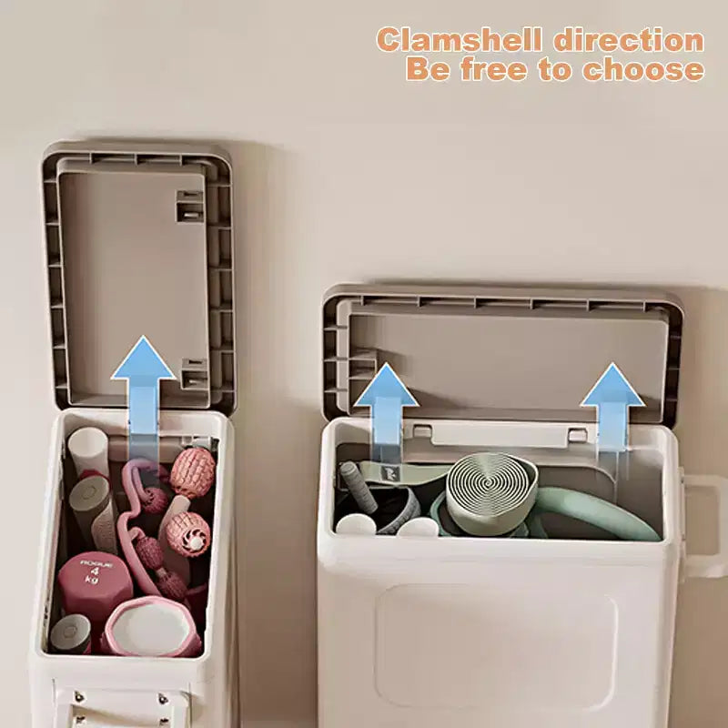 Lot de 2 grands paniers à linge roulants avec couvercle, panier à linge pliable de 123 L en plastique avec roulettes, organisateur sans installation pour buanderie à domicile
