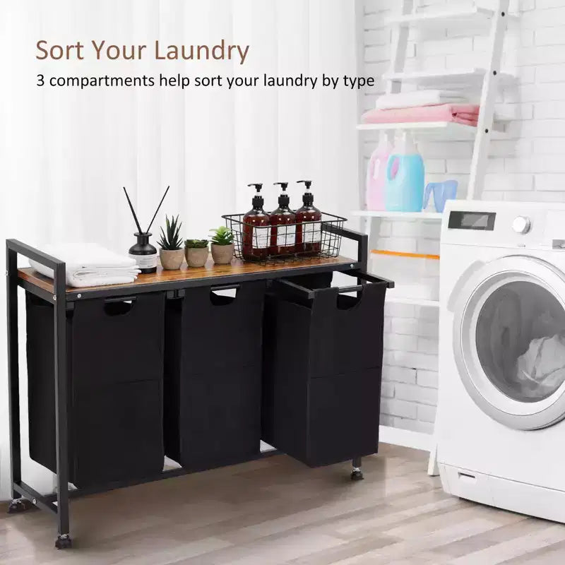 Grand panier à linge avec étagère réglable 2/3/4 paniers amovibles en oxford et compartiments pour salle de bain, chambre, dortoir
