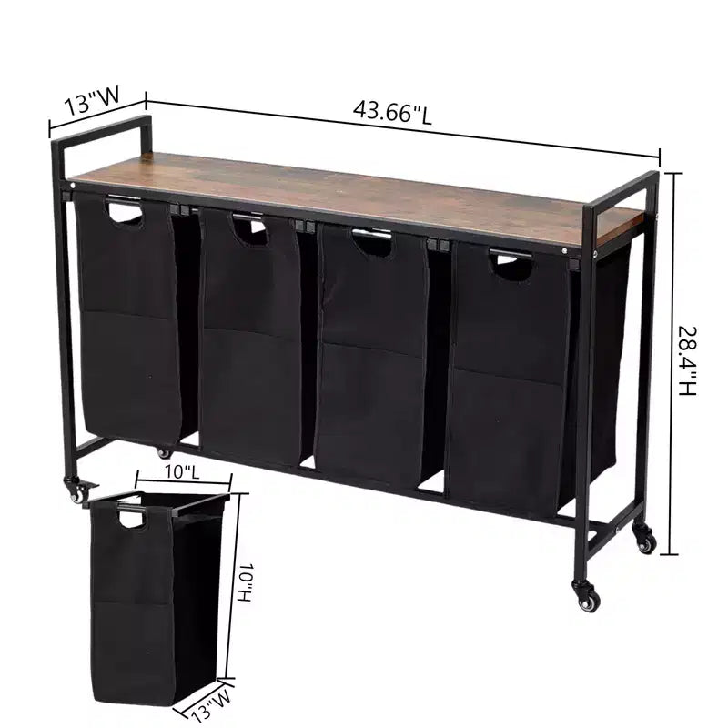 Grand panier à linge avec étagère réglable 2/3/4 paniers amovibles en oxford et compartiments pour salle de bain, chambre, dortoir