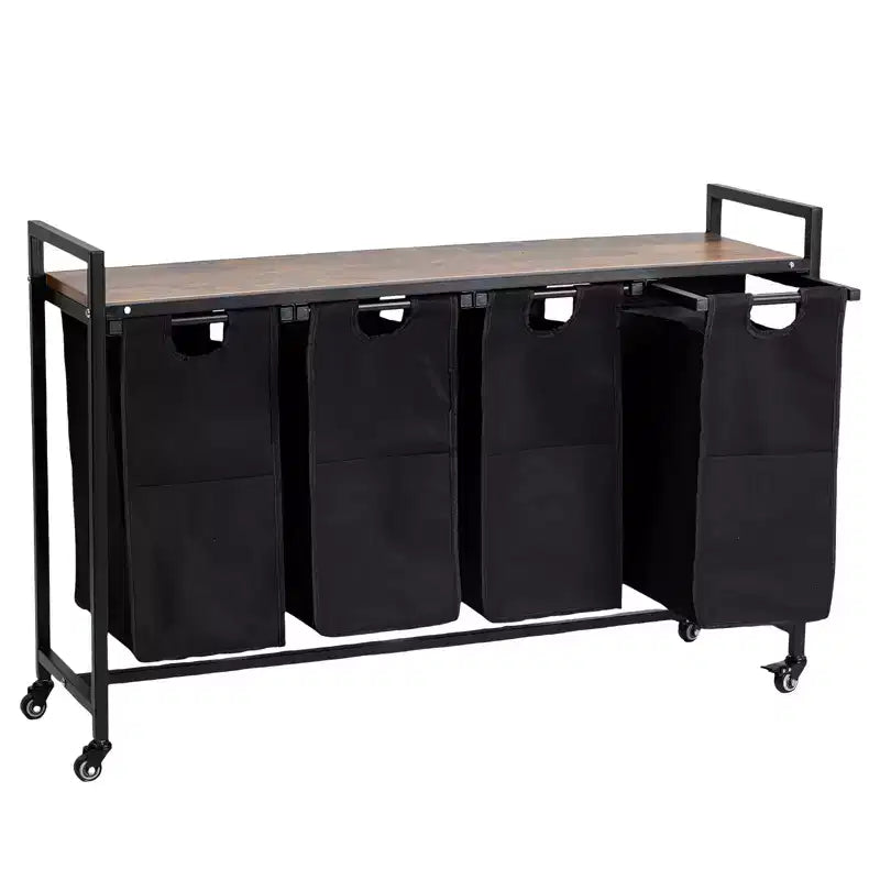 Grand panier à linge avec étagère réglable 2/3/4 paniers amovibles en oxford et compartiments pour salle de bain, chambre, dortoir