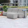 Big Joe Solvana Outdoor Patio Furniture Set, Performance Linen Weather-Resistant Fabric Sofa, 4 Piece Sectional, Port Gray