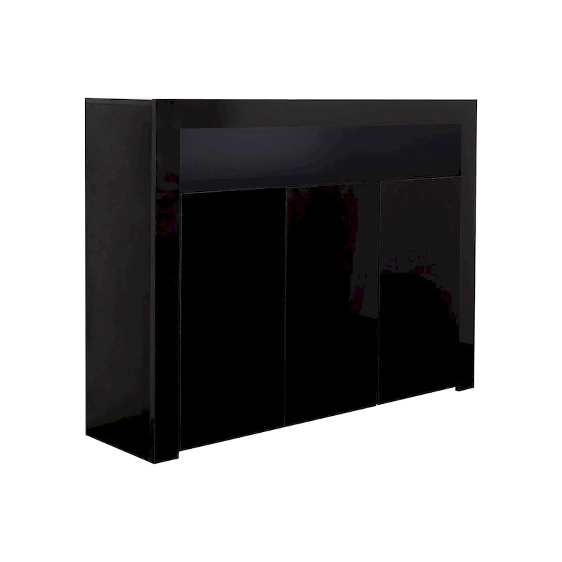 Buffet de rangement laqué brillant avec éclairage LED