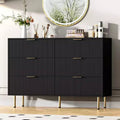 Commode 6 tiroirs COZONY avec design cannelé, Armoire de rangement moderne en bois, Grande commode pour chambre, salon, entrée