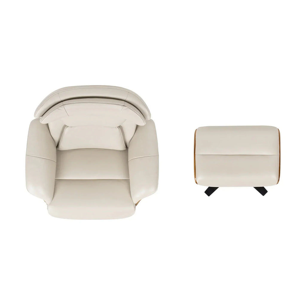 Jovan 31.5 Fauteuil inclinable en cuir véritable avec ottoman