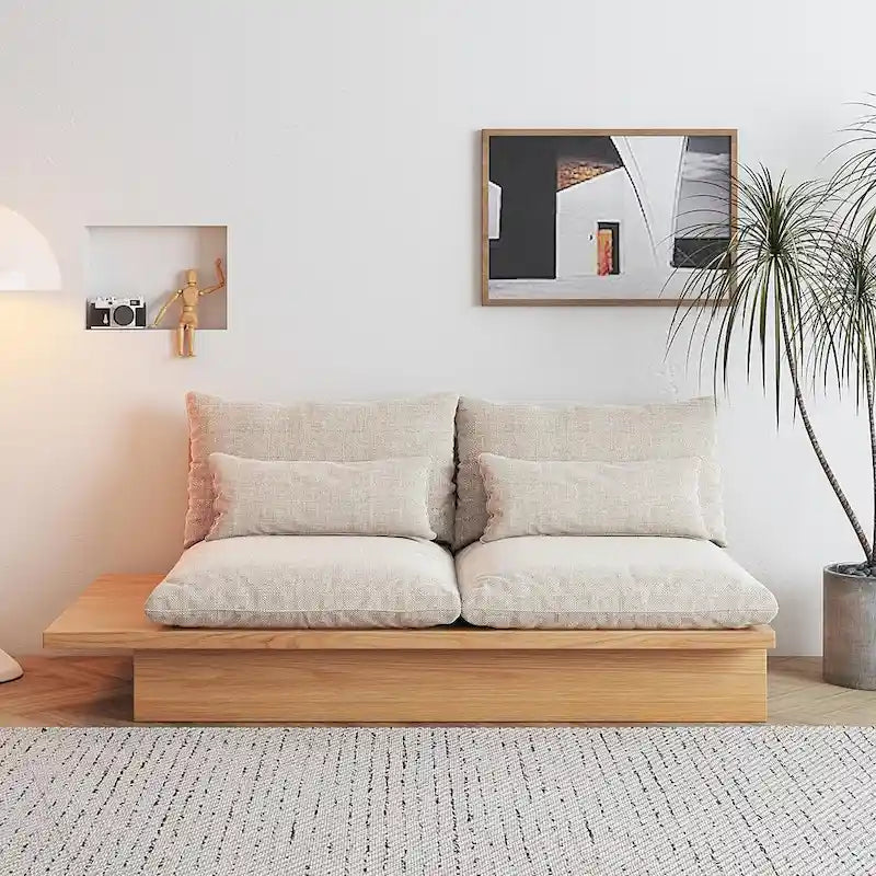 Canapé beige en coton JASIWAY avec structure en bois