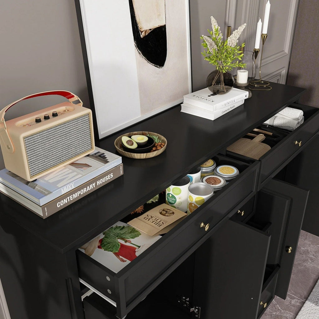 Buffet bahut 150 cm blanc laqué moderne contemporain du milieu du siècle