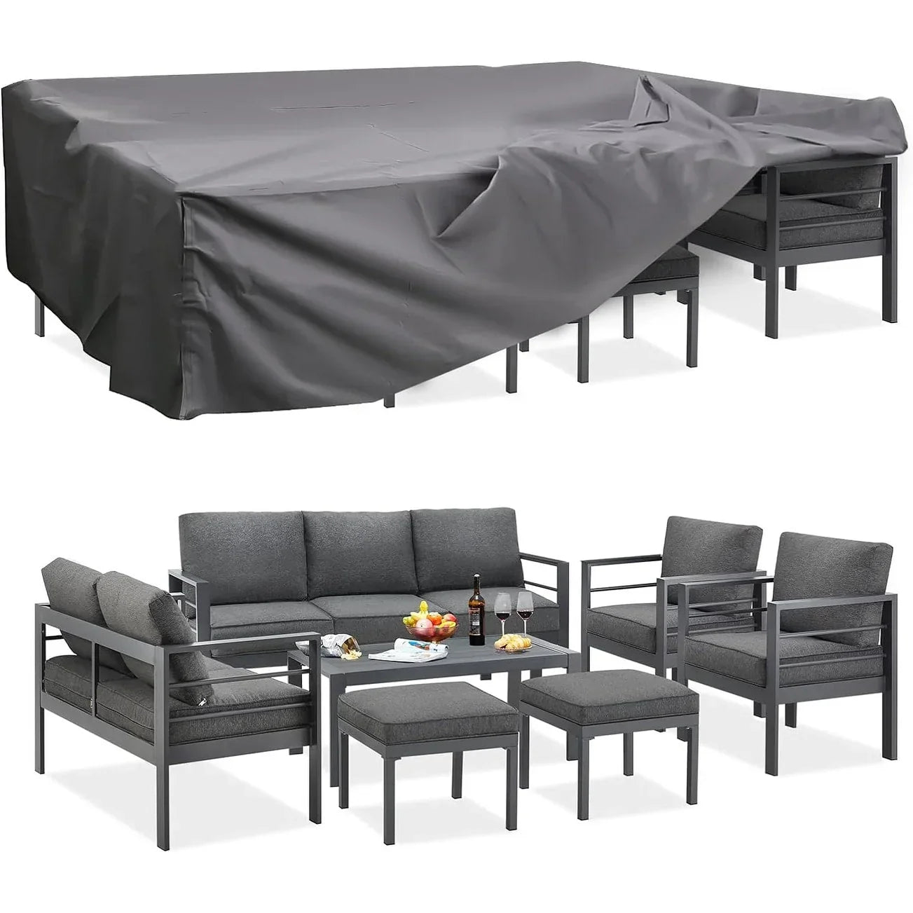 AECOJOY Ensemble de 7 Meubles de Jardin en Aluminium pour Extérieur