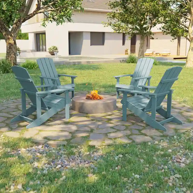 Chaises Adirondack d'extérieur en bois résistantes aux intempéries Bonosuki - Lot de 4