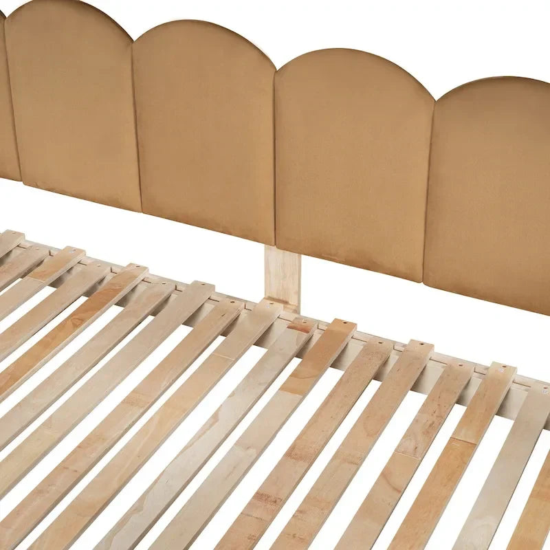 Lit plateforme Montessori au sol en bois massif, style maisonnette avec toit arqué et lit gigogne, pour filles et garçons