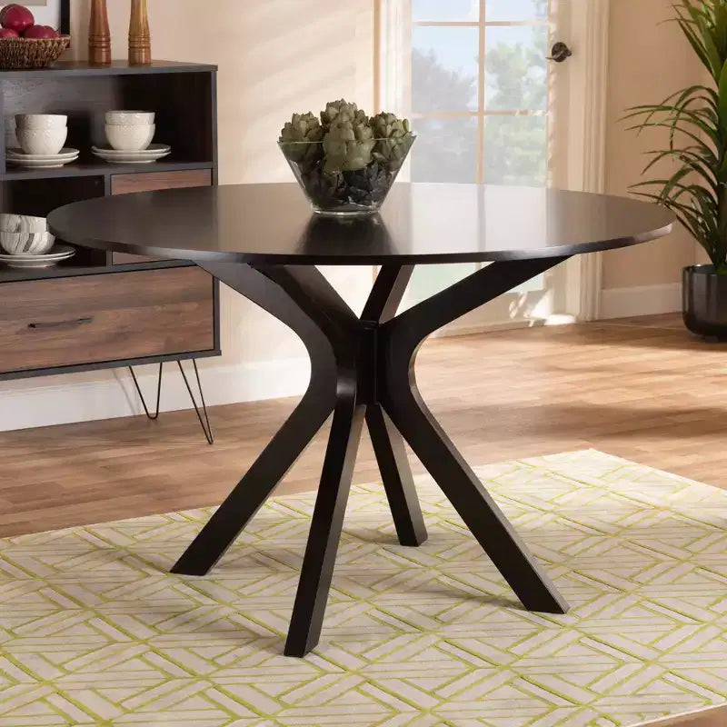 Table à manger Kenji ronde en bois brun foncé de 48 po de largeur